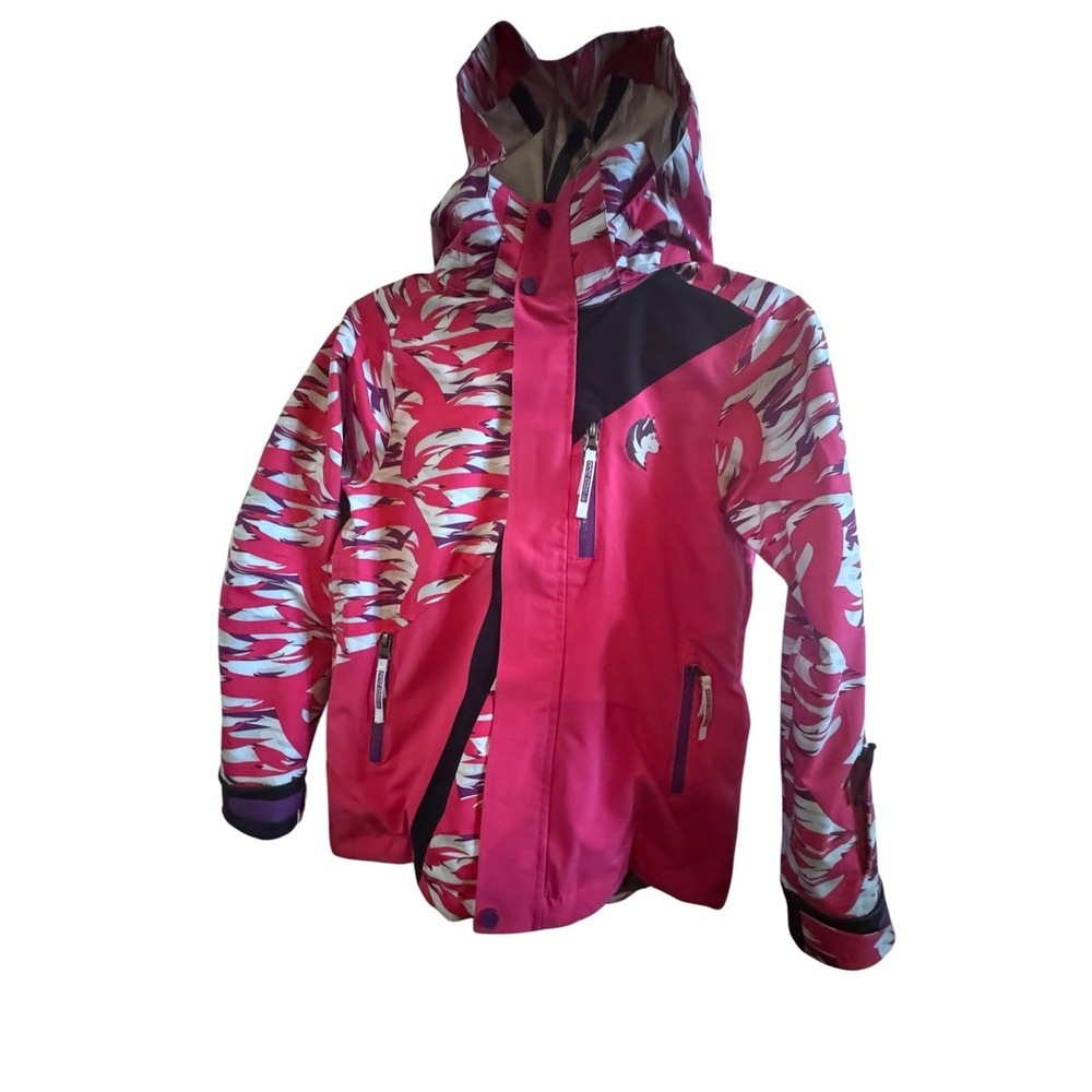 Shred Dog Girl's Sz 10 Xena Hardshell Hooded Winter Jack Pink White Camo Pockets